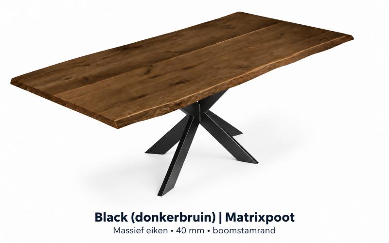 Eiken boomstamtafel Black (donkerbruin) &ndash; op maat